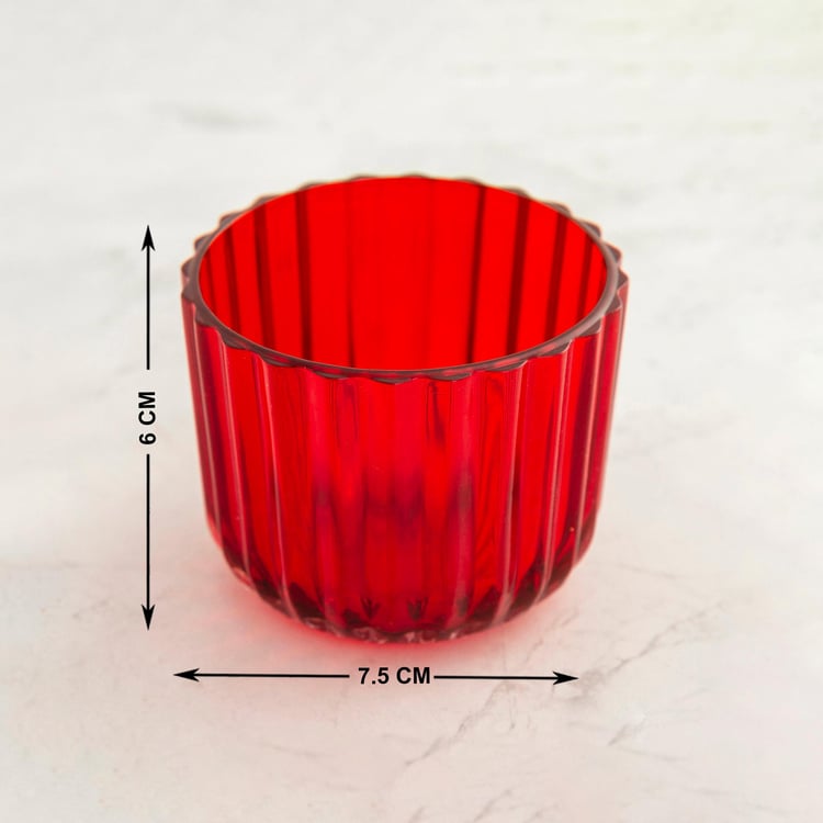 Raga Round Set Of 10Pcs. Fluted T-Light Holder - Glass - Multicolour 