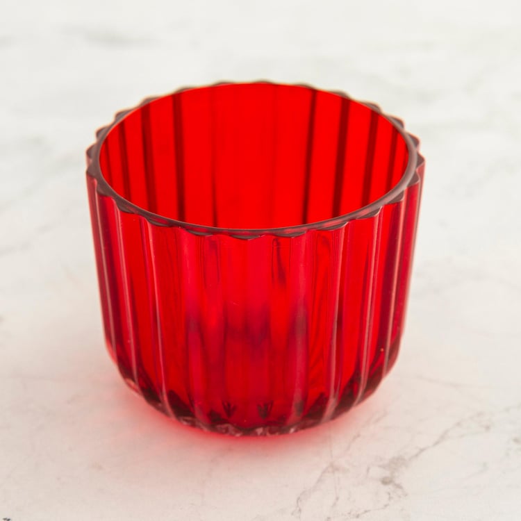 Raga Round Set Of 10Pcs. Fluted T-Light Holder - Glass - Multicolour 