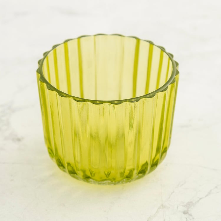 Raga Round Set Of 10Pcs. Fluted T-Light Holder - Glass - Multicolour 