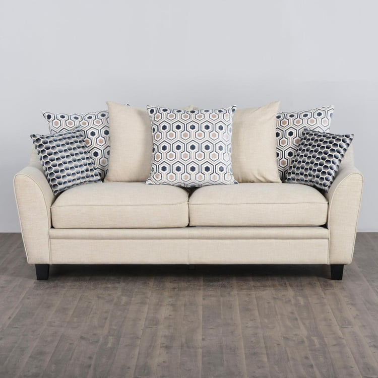 Mabel Beige Textured Fabric Upholstered 3+2 Seater Sofa Set