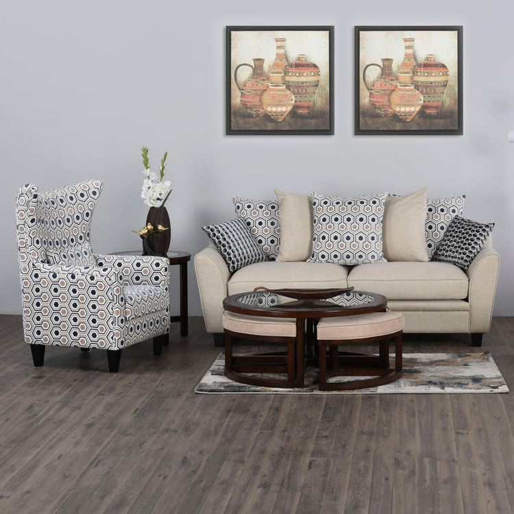 Mabel Fabric 3+1 Seater Sofa Set - Beige