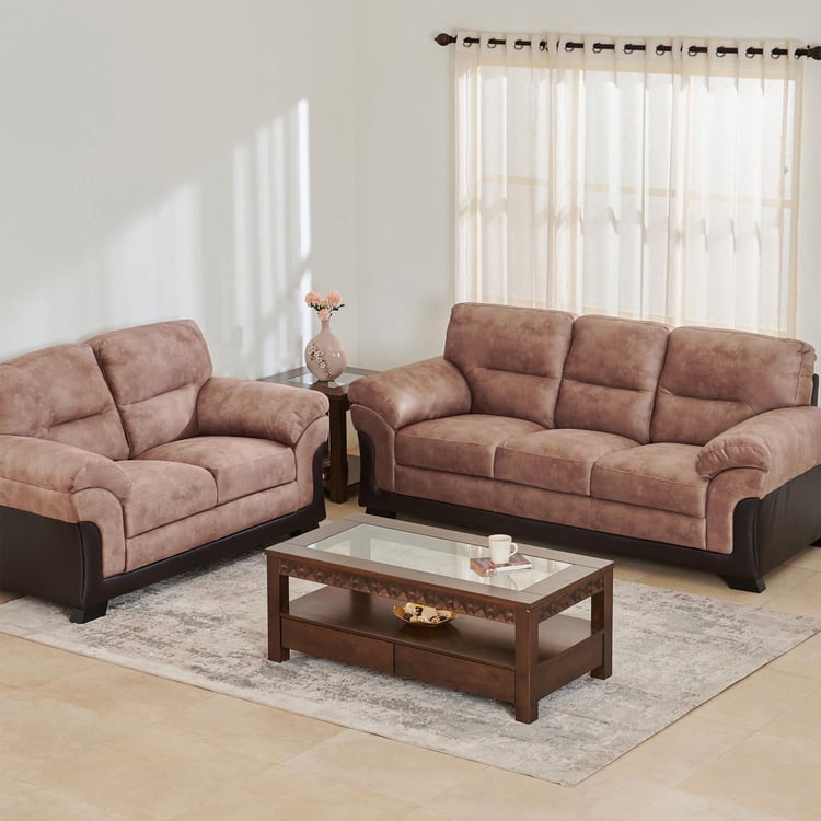 Aries Fabric 3+2 Seater Sofa Set - Brown