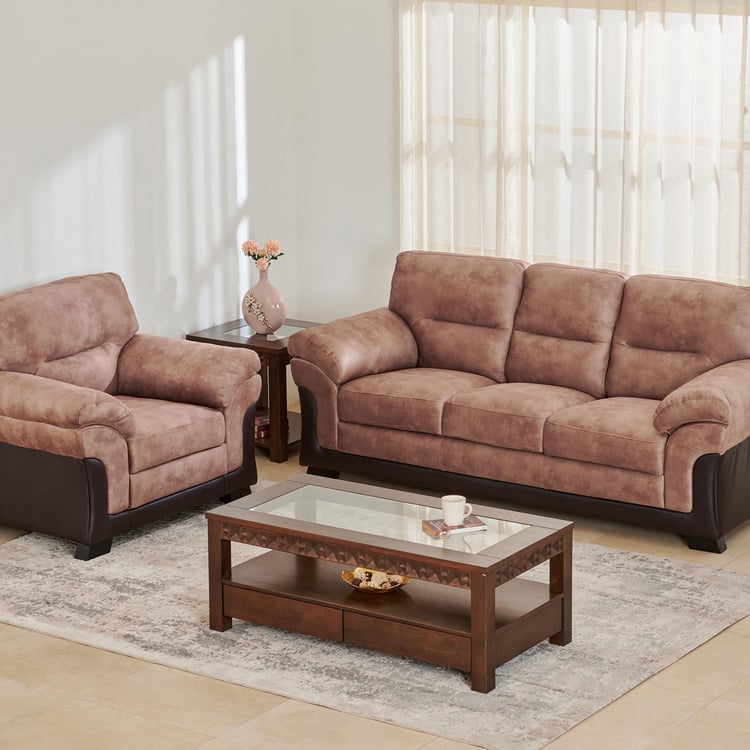 Aries Fabric 3+1 Seater Sofa Set - Brown