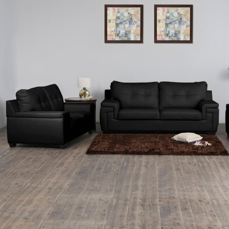 Kassel Faux Leather 3+2 Seater Sofa Set - Black