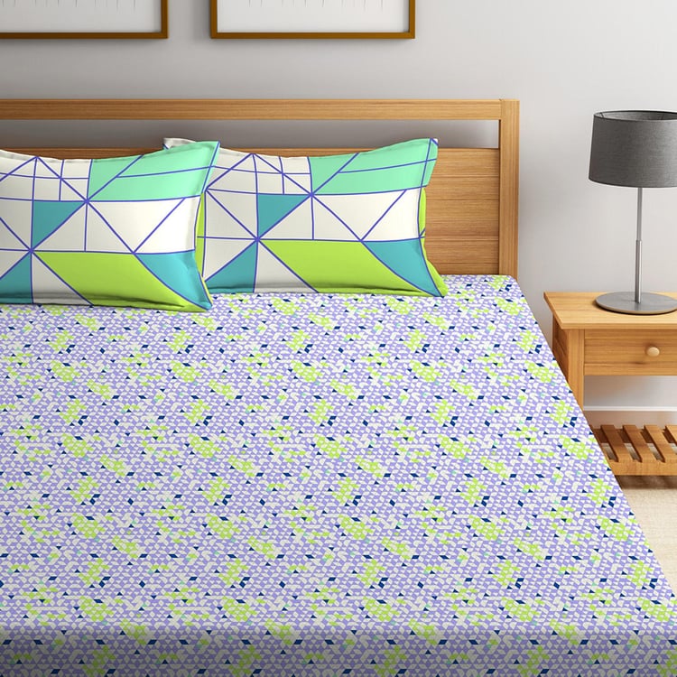 STELLAR HOME Block Buster Printed 3-Piece Queen Bedsheet Set - 2.24 x 2.40 m