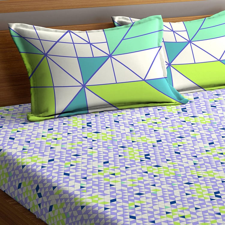 STELLAR HOME Block Buster Printed 3-Piece Queen Bedsheet Set - 2.24 x 2.40 m