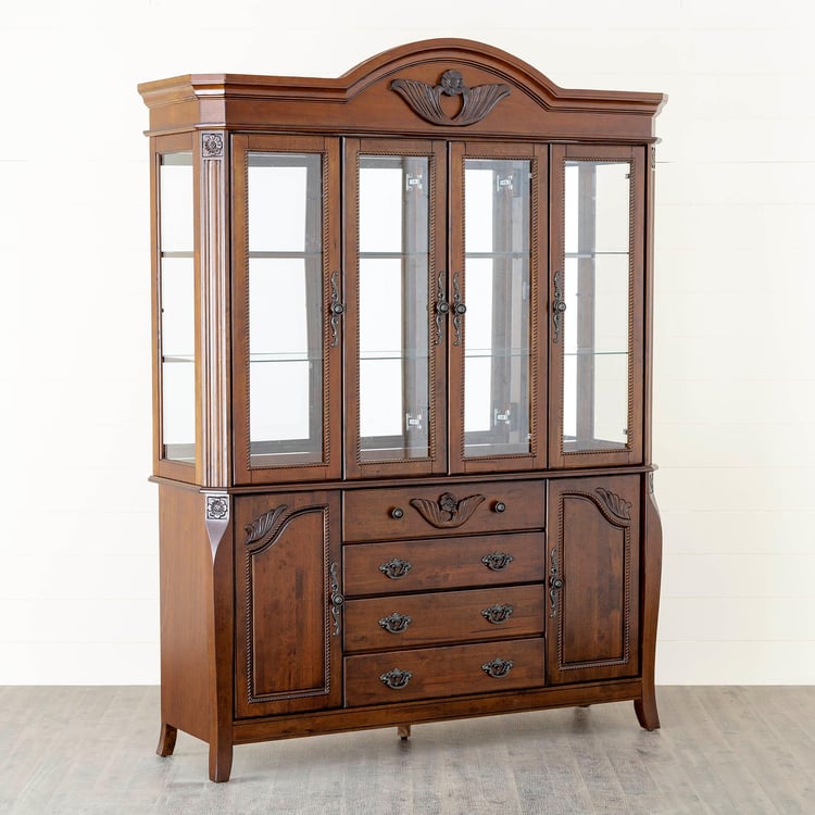 Mulex Rubber Wood Crockery Unit - Brown