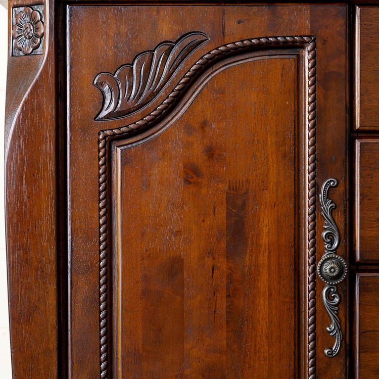 Mulex Rubber Wood Crockery Unit - Brown