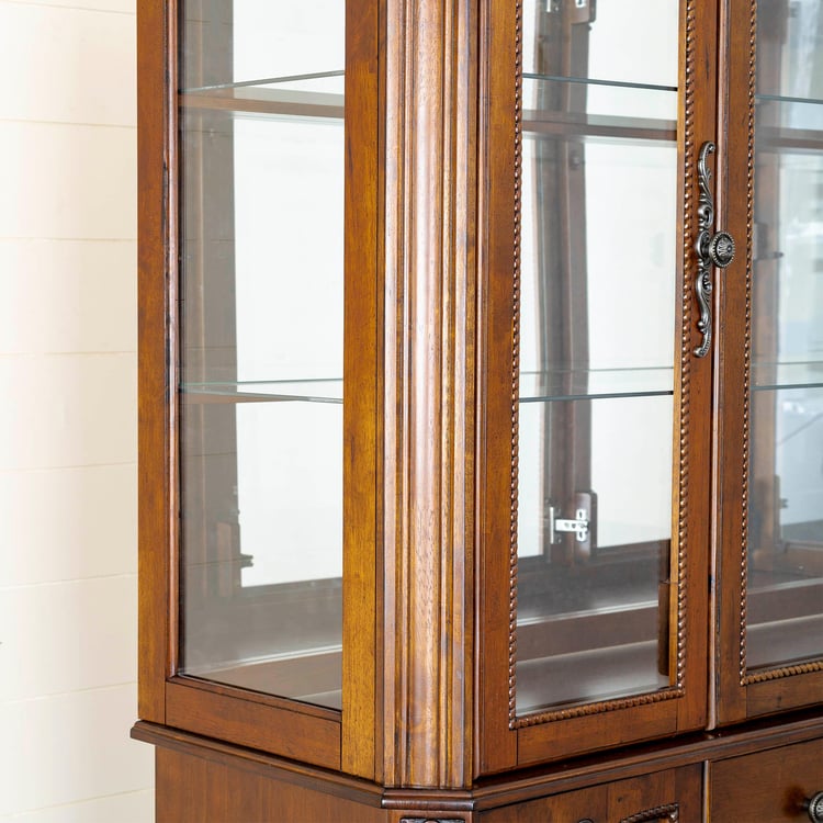 Mulex Rubber Wood Crockery Unit - Brown