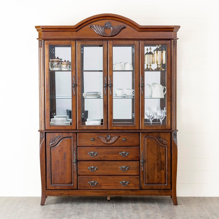 Mulex Rubber Wood Crockery Unit - Brown