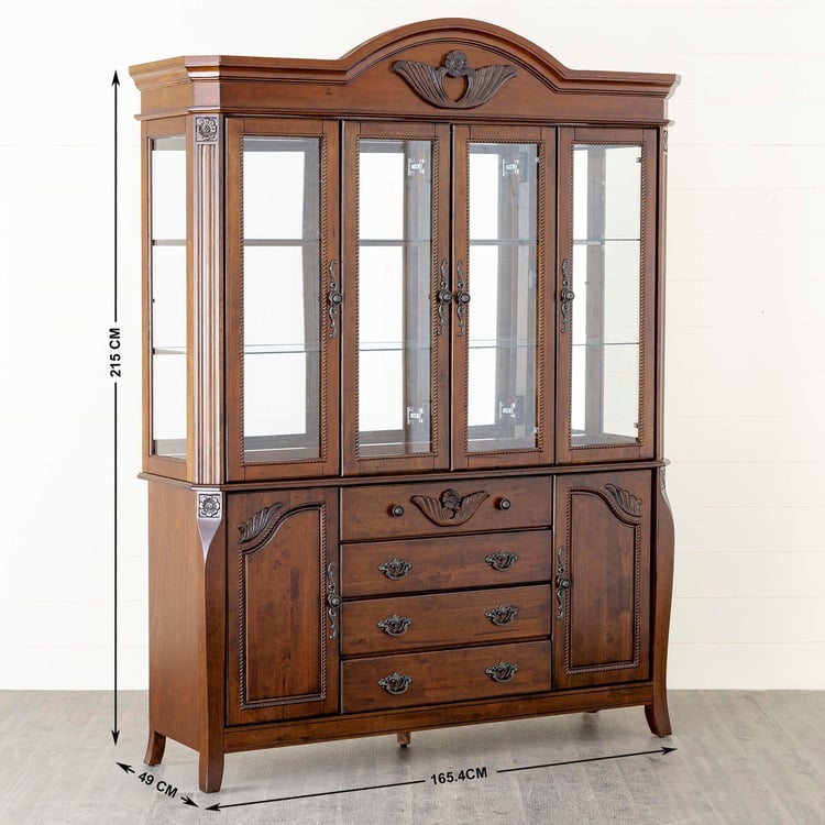 Mulex Rubber Wood Crockery Unit - Brown