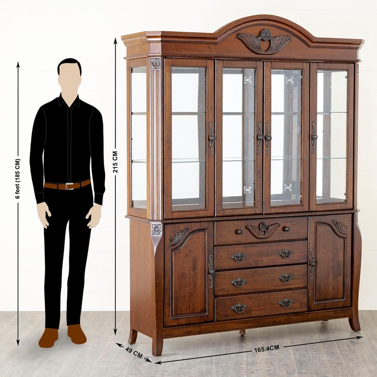 Mulex Rubber Wood Crockery Unit - Brown