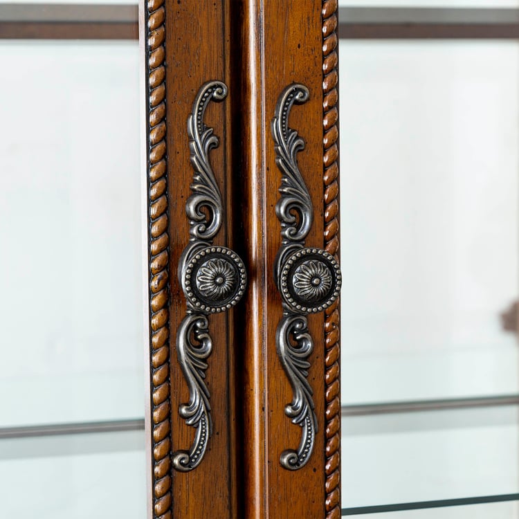 Mulex Rubber Wood Crockery Unit - Brown