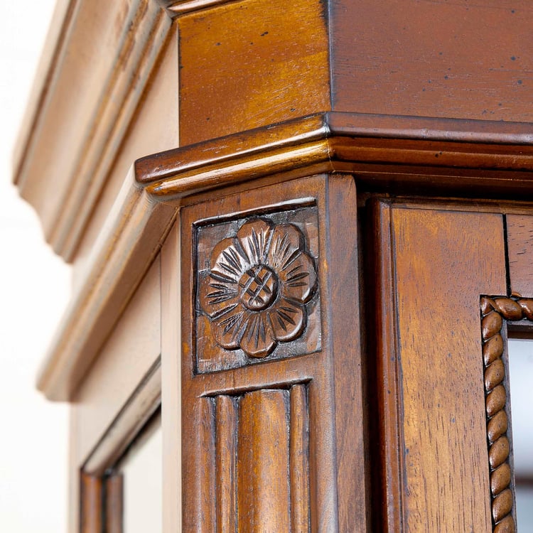 Mulex Rubber Wood Crockery Unit - Brown