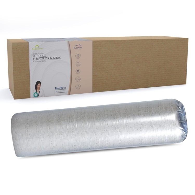 Restobox 6-Inches Memory Foam Roll King Mattress, 180x195cm - Grey