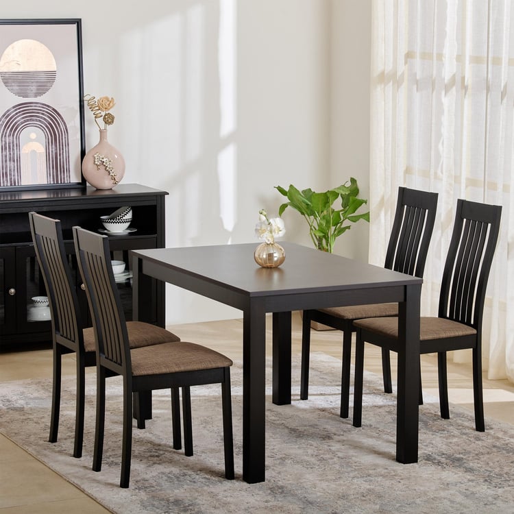 Helios Diana Solid Wood 4-Seater Dining Set with Chairs - Brown