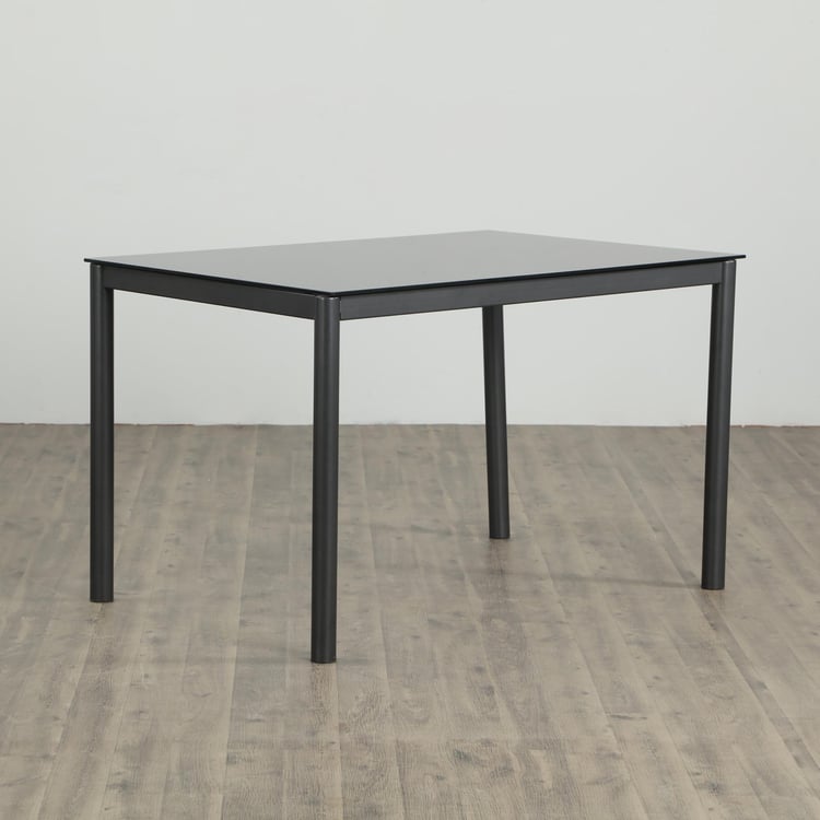 Allen Glass Top 4-Seater Dining Set with Chairs and Bench - Black and Grey