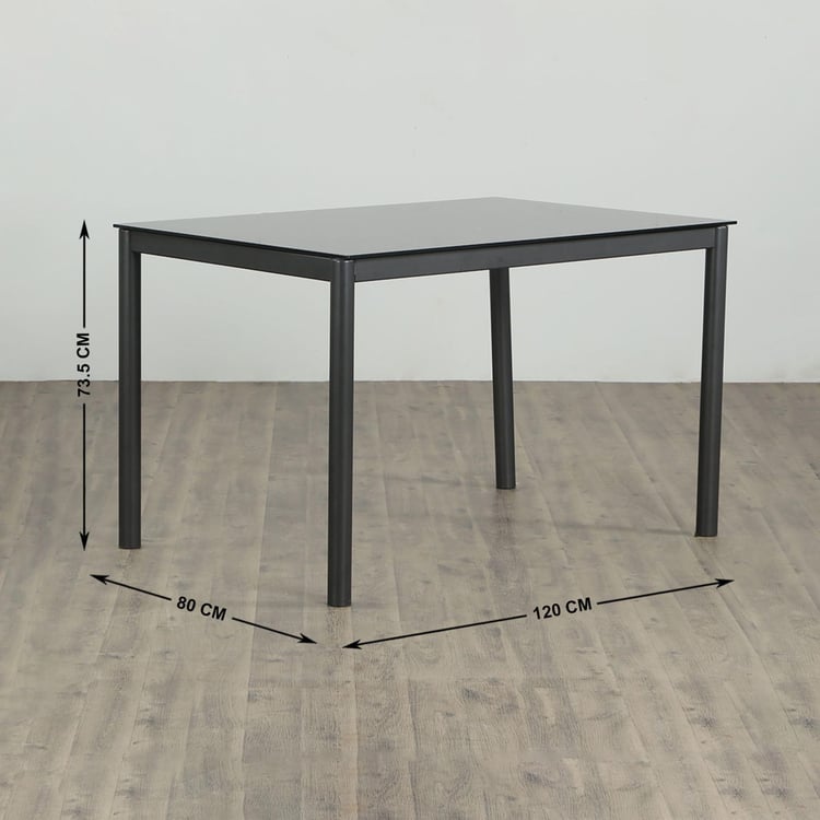 Allen Glass Top 4-Seater Dining Set with Chairs and Bench - Black and Grey