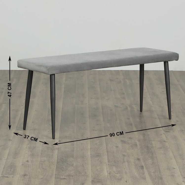 Allen Glass Top 4-Seater Dining Set with Chairs and Bench - Black and Grey