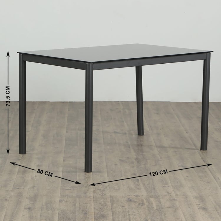 Allen Glass Top 4-Seater Dining Set with Chairs - Black and Grey