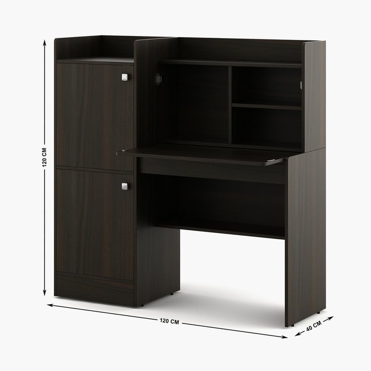 Nexon Flip Study Desk with Cabinet - Brown