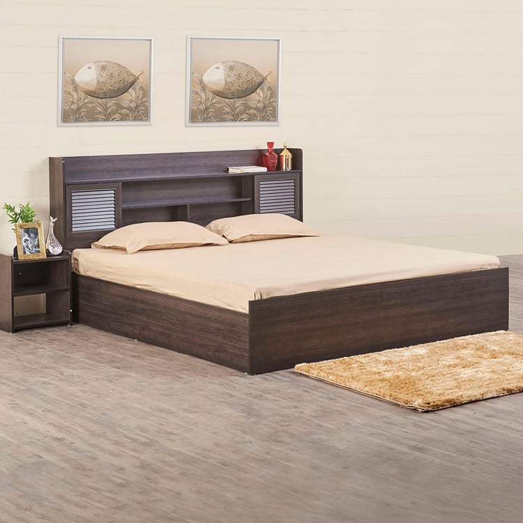 Helios Arvis Monaco Queen Bed with Box Storage - Brown