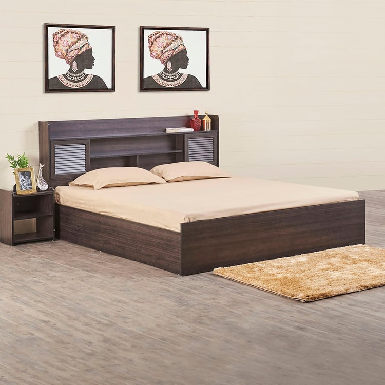 Helios Arvis Monaco King Bed with Box Storage - Brown
