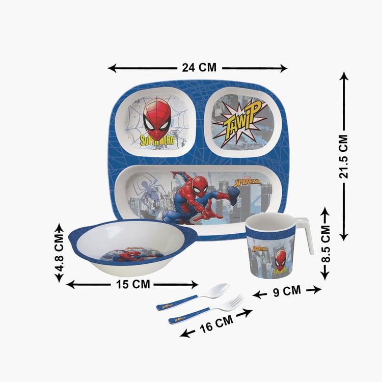 SERVEWELL Spiderman Print Plate with Spoons, Bowl and Tumbler Set