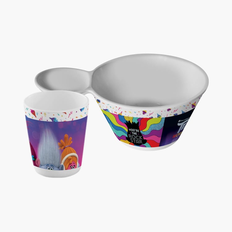 SERVEWELL Troll Print Dip Bowl and Kids Glass Set