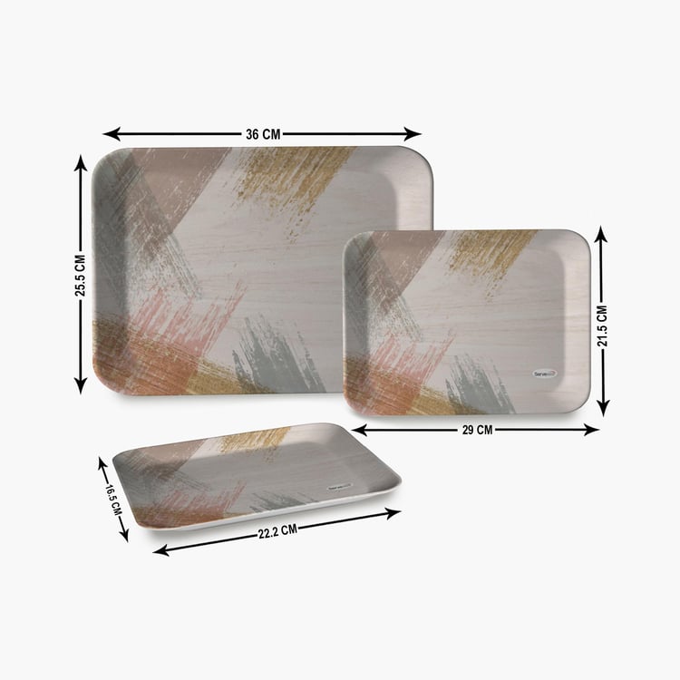 SERVEWELL Printed Tray - Set of 3 Pcs