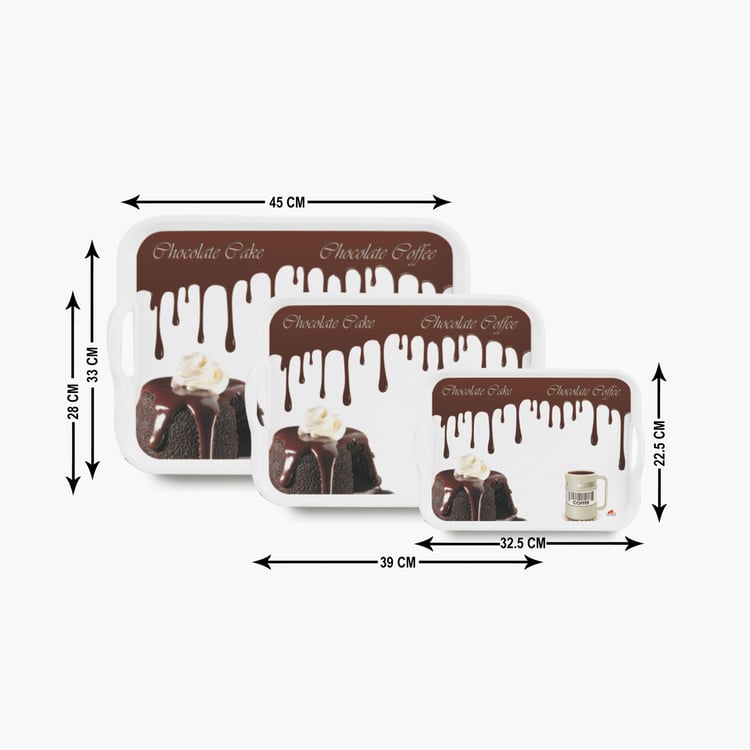 SERVEWELL Printed Tray - Set of 3 Pcs