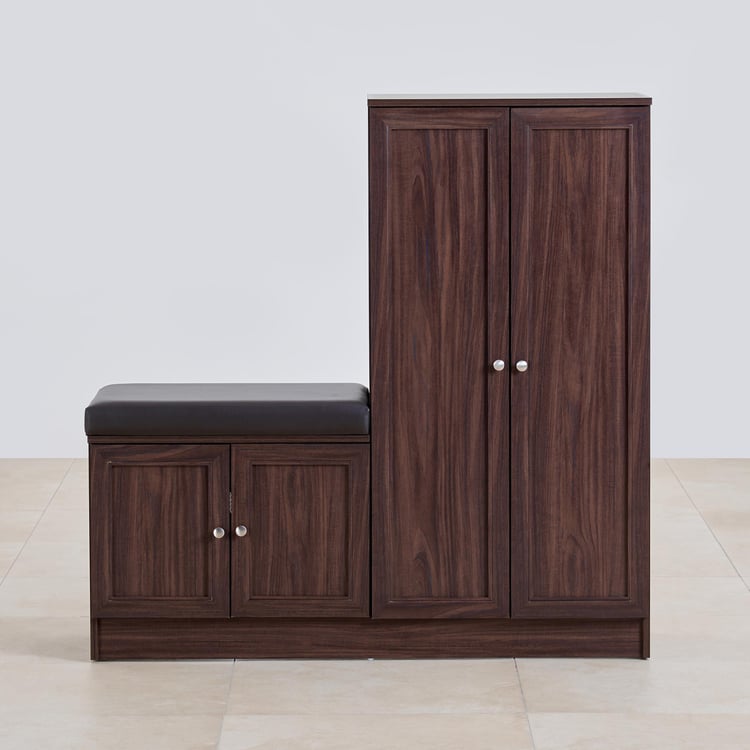 Lewis 24 Pairs Shoe Cabinet with Cushion Seat - Brown