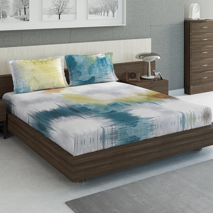 D'DECOR Nova-Lite Printed 3-Piece Double Bedsheet Set - 2.74m x 2.74m