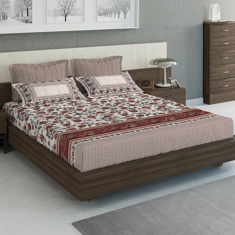 D'DECOR Kalamkari Print 5-Pc. Double Bedsheet Set - 2.74 x 2.74 m