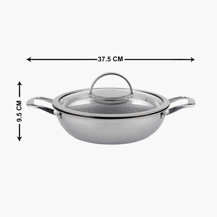 WONDERCHEF Solid Non-Stick Wok with Lid - 37.5 cm