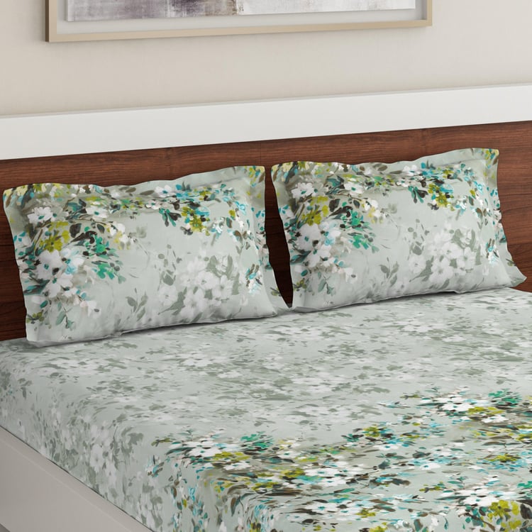 D'DECOR Classic Printed 3-Piece Double Bedsheet Set - 2.74 m x 2.74 m