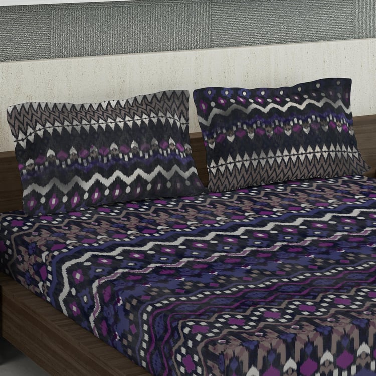 D'DECOR Ikat Printed 3-Piece Double Bedsheet Set - 2.74 m x 2.74 m