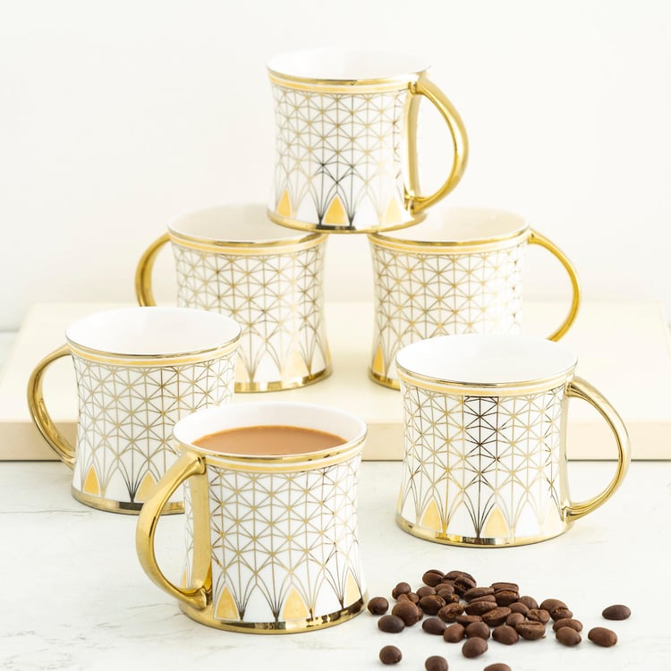 Corsica Set of 6 Bone China Coffee Mugs - 200ml