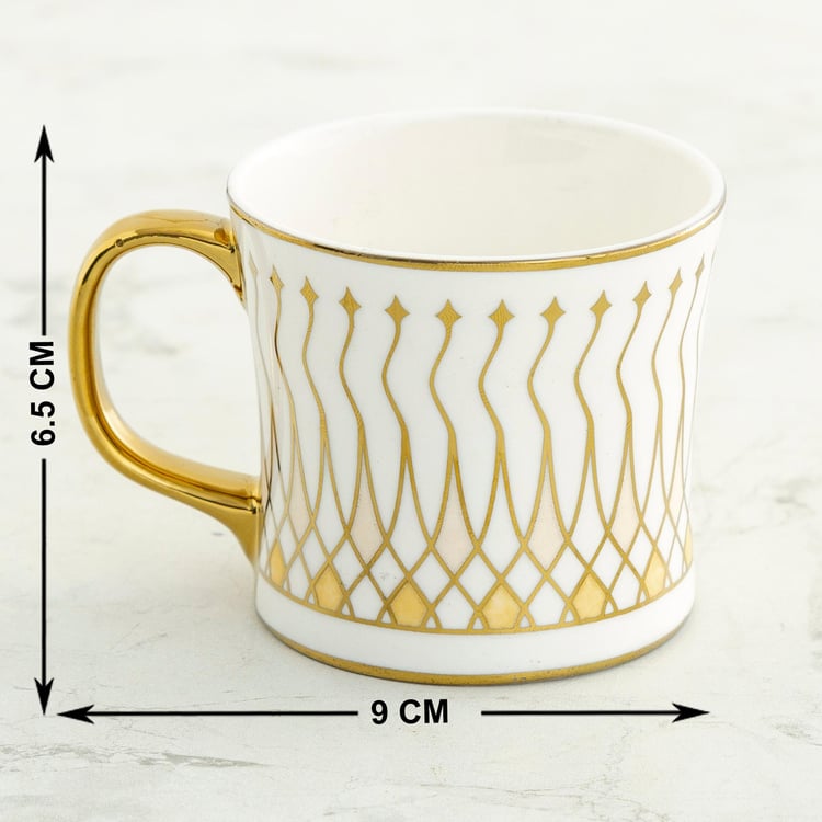 Corsica Royal Set of 6 Bone China Printed Coffee Mugs - 130ml
