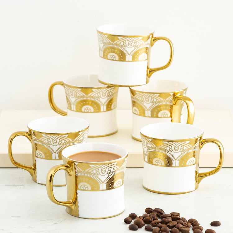 Corsica Liza Set of 6 Bone China Coffee Mugs - 130ml