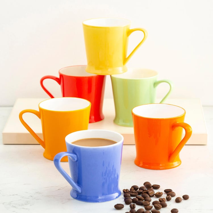 Corsica Set of 6 Bone China Coffee Mugs - 180ml