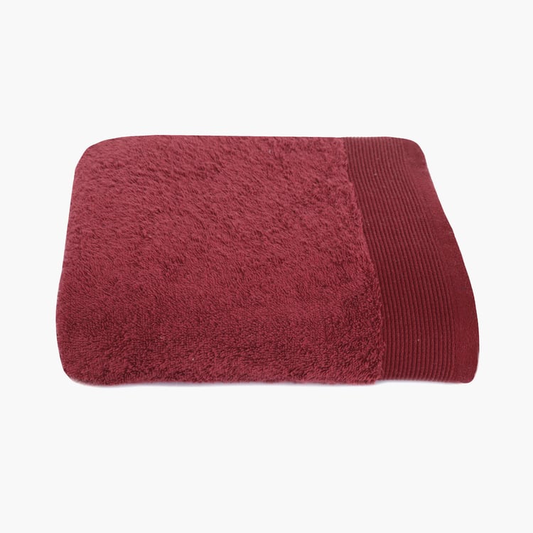 MASPAR Embedded Maroon Textured Cotton Bath Towel - 70x140cm