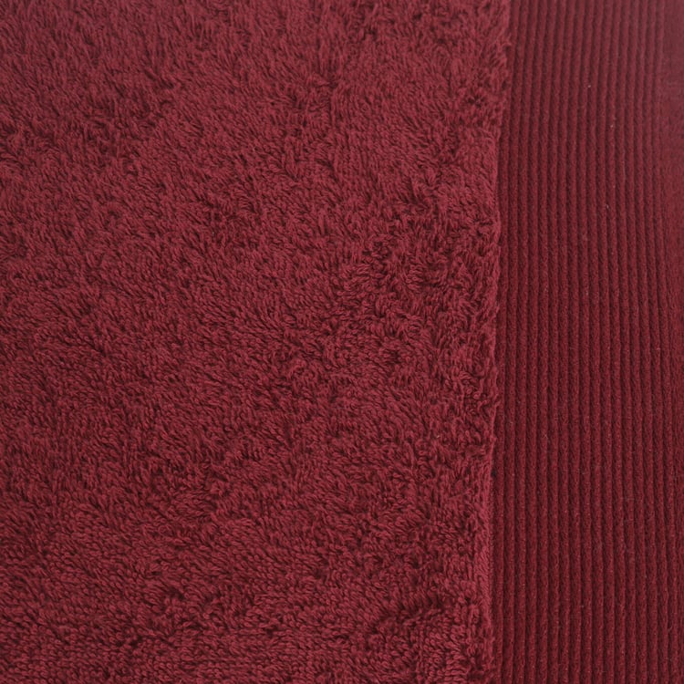 MASPAR Embedded Maroon Textured Cotton Bath Towel - 70x140cm