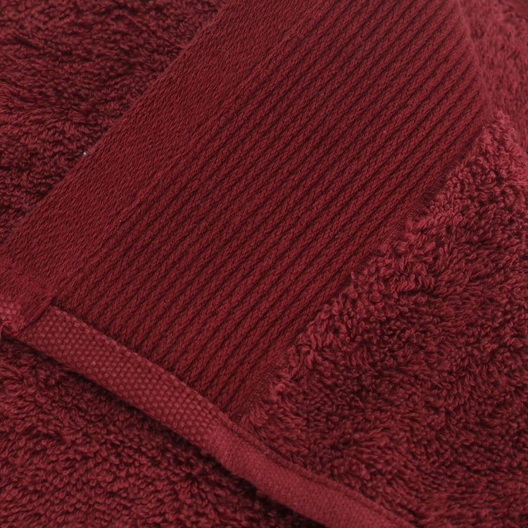 MASPAR Embedded Maroon Textured Cotton Bath Towel - 70x140cm