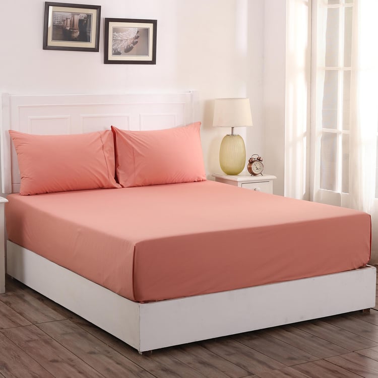 MASPAR Colorart Solid 3-Piece Bedsheet Set - 2.28 m x 2.75 m