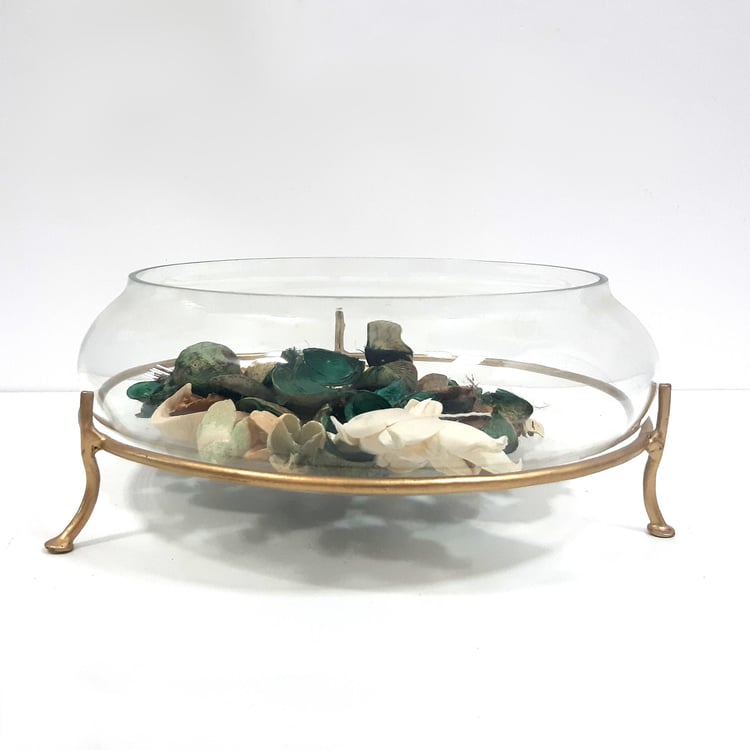 Corsica Glass Potpourri Bowl with Stand