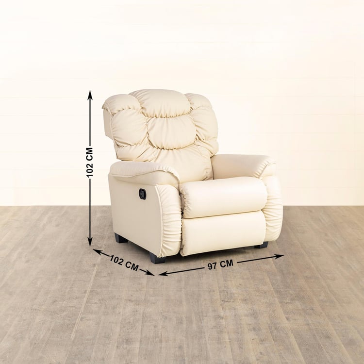 Helios Verona Faux Leather 1-Seater Recliner - Cream