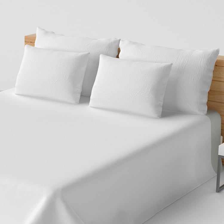 HIMEYA Bliss Sateen Solid 3-Pc. King Size Bedsheet Set - 2.74 x 2.74m