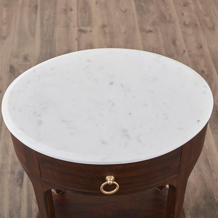 Apollo Marble Top End Table - Brown