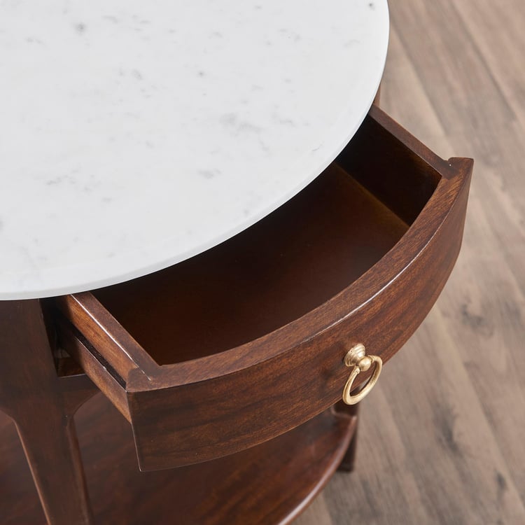 Apollo Marble Top End Table - Brown